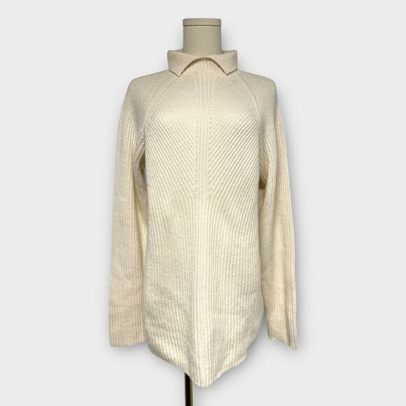 Theory Moving Rib Cashmere Foldover Collar Turtleneck Sweater Size Small - Picture 3 of 8